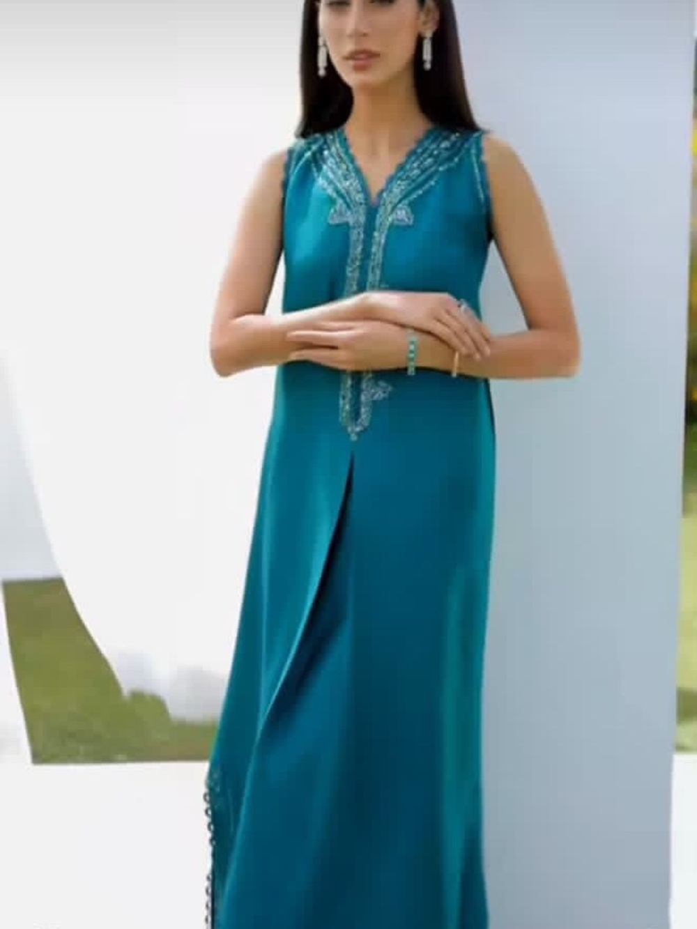 Farah talib aziz kaftaan style shirt and trouser
